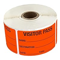 Red Visitor Pass / 500 Fluorescent Red Visitor Identification Stickers / 2