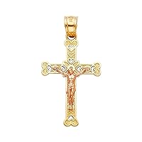 14K 2T Religious Crucifix Pendant | 14K Two Tone Gold Christian Jewelry Jesus Pendant Locket For Men Women | 25 mm x 17 mm Gold Chain Pendants | Weight 1.3 grams