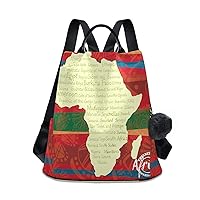 ALAZA African Continent With List of Countries Shape Land Outdoor Backpack Bags for Woman Ladies