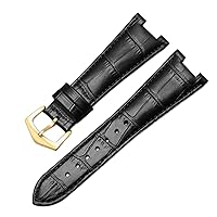 Genuine Leather Watch Band for Patek Philippe 5711 5712G Nautilus Watchs Men and Women Special Notch Watch Strap 25mm*12mm (Color : 25-12mm, Size : Black-Gold)