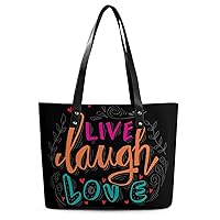 Womens Handbag Live Laugh Love Leather Tote Bag Top Handle Satchel Bags For Lady