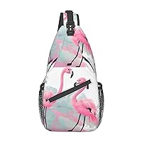 Love Flamingo Printed Crossbody Sling Backpack,Casual Chest Bag Daypack,Crossbody Shoulder Bag For Travel Sports Hiking