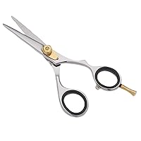 Professional Super Cut Barber Scissors, Ultra Sharp Stainless Steel Hair Cutting Shears, Gold + Silver - For Women, Men, Children, Adjustable Tension Screw + Soft Removable Inserts