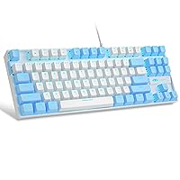 MageGee 75% Mechanical Gaming Keyboard with Red Switch, LED Keyboard with Blue Backlight, Compact TKL Wired Computer Keyboard for Windows, Laptop, PC Gamer, White/Blue