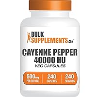 BULKSUPPLEMENTS.COM Cayenne Pepper Capsules - Cayenne Pepper 40000 HU, Capsaicin Supplements, Cayenne Pepper Supplements - Cayenne Pepper Pills, Vegan, 1 Capsule per Serving, 240 Veg Capsules