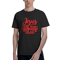 Jesus The Way The Truth and The Life John 14 6 T-Shirts Men's Casual Shirts Crewneck Short Sleeve T-Shirts