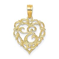 14k Gold E Script Letter Name Personalized Monogram Initial In Love Heart Pendant Necklace Measures 17.3x12.57mm Wide 0.6mm Thick Jewelry for Women