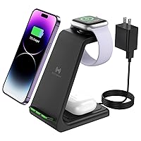 Wireless Charger for Apple Multiple Devices, KOPIDOE Charging Station Dock Compatible with iPhone 15/14/13/12/11Series, Fast Stand for Apple iWatch 9/8/7/6/SE/5/4/3/2, for Airpods 3/Pro/2 with Adapter