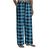 Mens 100% Cotton Pj Bottoms Casual Buffalo Plaid Pajama Pants Baggy Loose Fit Elastic Waist Drawstring Sleepwear