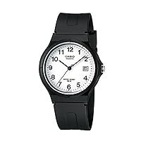 Casio MW-59-7B Men's Analogue Quartz Watch with Resin Strap, Black/White, Strap.
