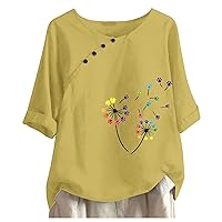 Off The Shoulder Tops for Women Sexy Black Women Casual Button Floral Print O Neck Short Sleeve T Short Blouse