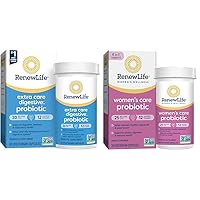 Renew Life Extra Care Probiotic Capsules & Women's Probiotics 25 Billion CFU Guaranteed, 12 Strains, Shelf Stable, Gluten Dairy & Soy Free, 30 Capsules, Ultimate Flora Women's Care Black