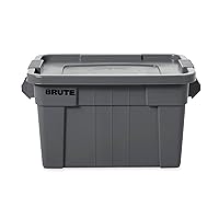 Rubbermaid Commercial Products Brute Tote Storage Container With Lid, 20- Gallon, Gray (FG9S3100GRAY) Pack of 1
