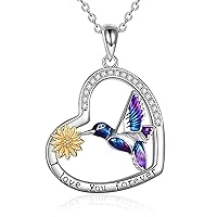 YFN 925 Sterling Silver Hummingbird Moon Necklace Jewelry Engraved Strong Brave Free Hummingbird Gifts for Women