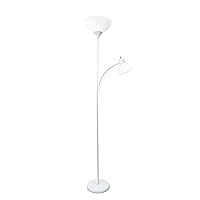 Simple Designs LF2000-WHT Mother-Daughter Floor Lamp with Reading Light, White