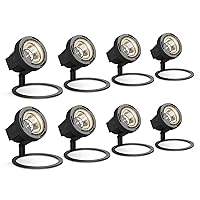 Malibu Low Voltage LED Underwater Lights 5.4W Pond Lighting 12V 8PK Outdoor Black Fountain Submersible Lights Kit with 15FT Cable 135 Lumen 2900K Warm White Waterproof pood Lights