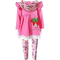 Boutique Clothing Baby Toddler Little Girls Merry Christmas Disney Inspired Outfit With Scarf 3-pc Sets