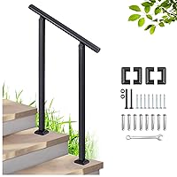 Handrails for Outdoor Steps Black Wrought Iron Outdoor Handrails for Exterior Steps 1-2Steps Hand Rails for Outdoor Steps Safety Stair Railing for Deck Gates Porch Concrete