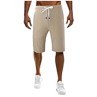 Shorts for Man Big Tall Men's Shorts Cargo Linen Shorts Loose Fit Quick Dry Lightweight Casual Beach Board Short