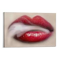 Abstract Smoking Lip Wall Art Poster Art Version of Art Version of Dormitory Room Decoration Canvas Painting Posters And Prints Wall Art Pictures for Living Room Bedroom Decor 12x18inch(30x45cm) Fram