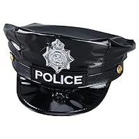 BinaryABC Police Hat Badge,Cop Hat,Officer Hat, Halloween Costume Cosplay Party Accessories (Black)