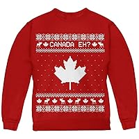 Old Glory Canadian Canada Eh Ugly Christmas Sweater Youth Sweatshirt Red YMD