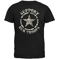 Support Our Troops Camo Star Black Adult T-Shirt - X-Large