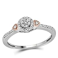 The Diamond Deal 10kt Two-tone Gold Womens Round Diamond Cluster Double Heart Ring 1/6 Cttw