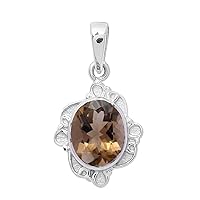 Multi Choice Oval Shape Gemstone Vintage Style 925 Sterling Silver Solitaire Pendant Jewelry