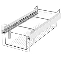 vacane Fridge Organizer Drawer, Clear Plastic Fridge Organizer Bins, Add on Refrigerator Drawer,Fridge Storage Container Under Shelf Holder for Fruit, Vegetable, Meat, Cheese, Easy to Install-M