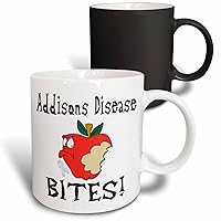3dRose Funny Awareness Support Cause Addisons Disease Bites Mean Apple Magic Transforming Mug, 11 oz, Black/White