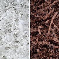 MagicWater Supply - White & Coffee Brown (2 LB per color) - Crinkle Cut Paper Shred Filler great for Gift Wrapping, Basket Filling, Birthdays, Weddings, Anniversaries, Valentines Day