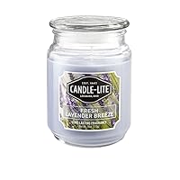 Candle-lite Scented Candles, Fresh Lavender Breeze Fragrance, One 18 oz. Single-Wick Aromatherapy Candle with 110 Hours of Burn Time, Light Purple Color