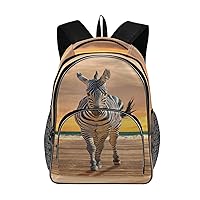 ALAZA Hipster Wild Zebra with Sunset Teens Elementary School Bag Casual Daypack Book Bags Travel Knapsack Bags