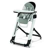 Peg Perego Siesta, Grow With Baby Folding High Chair & Recliner, Height Adjustable, Quick Clean & Easy Push Wheels For Babies & Toddlers, Made in Italy, Palette Grey (Grey)