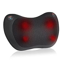 Back and Neck Massager with Heat Shiatsu Massage Pillow with Deep Tissue Kneading for Shoulder, Low Back, Calf, Foot, Body Muscle Pain Relief, Back Massager Gifts at Home Office Car (Black)