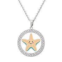 Beach Starfish Diamond Necklace for Women Alloy Pendants Necklace Dainty Jewelry Gift