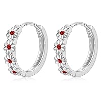 Small Hoop Earrings for Women Girls |925 Sterling Silver Post 10mm Flower Cluster Huggie Hoop Earrings, Hypoallergenic Cartilage Piercing Hoops Jewelry