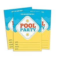 Multicolor Pool Party Invitation Card Printable Elegant Fill or Write In Blank Party Invites 28 Pcs