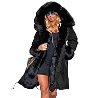 Fashion Winter Coat with Faux Fur Hood Thicken Warm Casual Plus Size Outdoor Jacket Parka