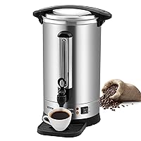 VEVOR Commercial Coffee Urn, 65Cups/10qt Stainless Steel Large Coffee Dispenser, 1500W 110V Electric Coffee Maker Urn For Quick Brewing, Hot Water Urn with Water Gauge for Easy Viewing