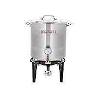 CONCORD Stainless Steel 120 QT Home Brew Kettle Stock Pot + Concord Deluxe Banjo Single Propane Burner, 200,000 BTU Portable Outdoor Stove