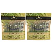 King Palm Rollies Size Cones (2 Packs Of 25, 50 Rolls Total) Pre Rolled Cones - All Natural Cones - Corn Husk Filter - Preroll Cones - Prerolled cones with Filter - Organic Cones
