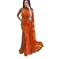 Women's One Shoulder Long Lace Applique Prom Dresses Mermaid Wedding Evening Gown