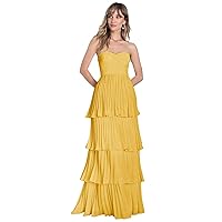 Plus Size Prom Dresses for Women Strapless Mustard Yellow Cocktail Dress Tiered Ruffle Sweetheart Formal Gowns Size 20W