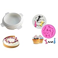3D Round Silicone Mold For Cake, Chiffon, Cheesecake & 2 Pack Of Silicone Baking Candy Molds For Cooking Chocolate
