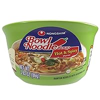Hot & Spicy Instant Ramen Noodle Bowl Soup Mix, 6 Pack, Includes Fish Cakes, Crisp Carrot & Green Onion Topping