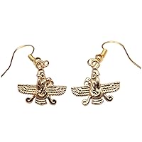 18K Gold Pt Farvahar Persian Farsi Farohar Earring Persia Pahlavi Gift Parsi Art