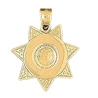 Silver Badge Pendant | 14K Yellow Gold-plated 925 Silver Badge Pendant
