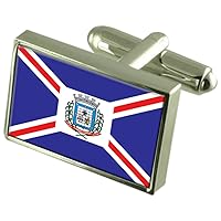 Campo Largo City South Region Sterling Silver Flag Cufflinks Engraved Box